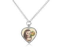FodPand Personalized Pet Urn Necklace for Ashes Titanium Steel Hedgehog Cremation Jewelry with Funnel Kit Memorial Necklace Keepsake Gift Custom Photo Pendant for Dogs Cats Loved Ones