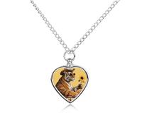 FodPand Personalized Pet Urn Necklace for Ashes Titanium Steel Hippie Tiger Cremation Jewelry with Funnel Kit Memorial Necklace Keepsake Gift Custom Photo Pendant for Dogs Cats Loved Ones