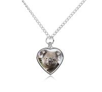FodPand Personalized Pet Urn Necklace for Ashes Titanium Steel Koala Bear Cremation Jewelry with Funnel Kit Memorial Necklace Keepsake Gift Custom Photo Pendant for Dogs Cats Loved Ones