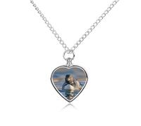 FodPand Personalized Pet Urn Necklace for Ashes Titanium Steel Loon Birds Cremation Jewelry with Funnel Kit Memorial Necklace Keepsake Gift Custom Photo Pendant for Dogs Cats Loved Ones