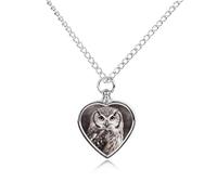 FodPand Personalized Pet Urn Necklace for Ashes Titanium Steel Owl Black Cremation Jewelry with Funnel Kit Memorial Necklace Keepsake Gift Custom Photo Pendant for Dogs Cats Loved Ones
