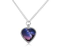FodPand Personalized Pet Urn Necklace for Ashes Titanium Steel Purple Night Sky Cremation Jewelry with Funnel Kit Memorial Necklace Keepsake Gift Custom Photo Pendant for Dogs Cats Loved Ones