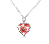 FodPand Personalized Pet Urn Necklace for Ashes Titanium Steel Red Tone Flower Cremation Jewelry with Funnel Kit Memorial Necklace Keepsake Gift Custom Photo Pendant for Dogs Cats Loved Ones