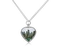 FodPand Personalized Pet Urn Necklace for Ashes Titanium Steel Stone Forest Cremation Jewelry with Funnel Kit Memorial Necklace Keepsake Gift Custom Photo Pendant for Dogs Cats Loved Ones