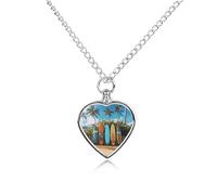FodPand Personalized Pet Urn Necklace for Ashes Titanium Steel Surf's Up Surfboard Cremation Jewelry with Funnel Kit Memorial Necklace Keepsake Gift Custom Photo Pendant for Dogs Cats Loved Ones