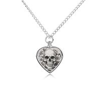 FodPand Personalized Pet Urn Necklace for Ashes Titanium Steel Terrifying Skull Cremation Jewelry with Funnel Kit Memorial Necklace Keepsake Gift Custom Photo Pendant for Dogs Cats Loved Ones