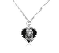 FodPand Personalized Pet Urn Necklace for Ashes Titanium Steel Tiger Cremation Jewelry with Funnel Kit Memorial Necklace Keepsake Gift Custom Photo Pendant for Dogs Cats Loved Ones