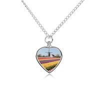 FodPand Personalized Pet Urn Necklace for Ashes Titanium Steel Tulip Rainbow Field Cremation Jewelry with Funnel Kit Memorial Necklace Keepsake Gift Custom Photo Pendant for Dogs Cats Loved Ones