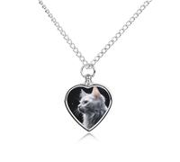 FodPand Personalized Pet Urn Necklace for Ashes Titanium Steel White Cat Painting Cremation Jewelry with Funnel Kit Memorial Necklace Keepsake Gift Custom Photo Pendant for Dogs Cats Loved Ones