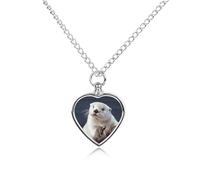 FodPand Personalized Pet Urn Necklace for Ashes Titanium Steel White Otter Cremation Jewelry with Funnel Kit Memorial Necklace Keepsake Gift Custom Photo Pendant for Dogs Cats Loved Ones