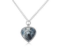 FodPand Personalized Pet Urn Necklace for Ashes Titanium Steel Wolf Sitting in The Snow Cremation Jewelry with Funnel Kit Memorial Necklace Keepsake Gift Custom Photo Pendant for Dogs Cats Loved Ones