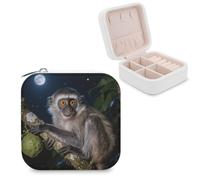 FodPand Peruvian Night Monkey Mini Jewelry Travel Case Small Portable Jewelry Organizer Box Display Storage Box for Rings Earrings Necklaces Gifts for Women, Wedding, Birthday,New Year,Christmas