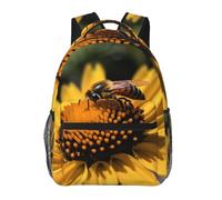 FodPand Petals Garden Leaves Travel Backpack for Women Men 15.6 inch Laptop Backpack Waterproof Work Business Daypack, Yellow Flower With Black Bee, One Size, Travel Backpacks