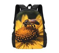 FodPand Petals Garden Leaves Travel Backpack for Women Men 15.6 inch Laptop Backpack Waterproof Work Business Daypack, Yellow Flower With Black Bee, One Size, Travel Backpacks