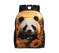 FodPand Petals Garden Leaves Travel Backpack for Women Men 15.6 inch Laptop Backpack Waterproof Work Business Daypack, Panda and Sunflower, One Size, Travel Backpacks