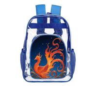 FodPand Phoenix Fire Rise Clear Mini Backpack Transparent Backpacks PVC See Through Clear Bag for Work Travel, Blue, 43X32.5cm
