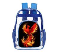 FodPand Phoenix Flame Clear Mini Backpack Transparent Backpacks PVC See Through Clear Bag for Work Travel, Blue, 43X32.5cm