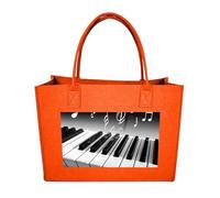 FodPand Piano Music Symbol Felt Tote Bag Reusable Large Handbag | Foldable Grocery Shopping Bag for Women Men, Daily Commute, Work,Travel, Lightweight, Christmas Gift Bags