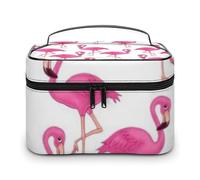 FodPand Pink Flamingo Makeup Bag,Portable Large Capacity Travel Cosmetic Bag Adjustable Lightweight Hand-held Makeup Box for Women Daily Use