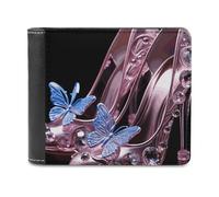 FODPAND Pink Floral Shoes Leather Wallet Extra Capacity Bifold Wallet Slim Minimalist Front Pocket Wallets Credit Card Holder