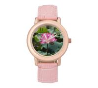 FodPand Pink Lotu Flowers Watch for Women Leather Strap Watch