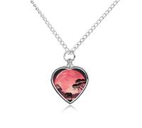 FodPand Pink Moon Elephant Urn Necklaces for Ashes Pendant Pet Cremation Jewelry Urn Pendant Cat Dog Heart Memorial Keepsake Pendants Urn Locket Ashes Necklace for Pet Lover & Gift