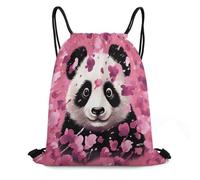 FodPand Pink Panda Cotton Drawstring Backpack Gym Trip Cinch Sack for Unisex Waterproof Shoe Bags for Travel Honeycomb Fabric Drawstring Bag 16x 20 Inch for Swimming Beach