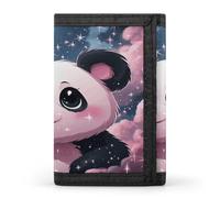 FodPand Pink Panda Wallet,Portable Three Folds Wallet Sturdy With Hanging Buckle Zipper Wallets for Man Woman