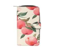 FodPand Pink Peach Leather Wallet Zipper Long Purse for Women Large Credit Card Holder for Work Travel Daily Use