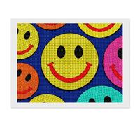FodPand Plaid Happy Face Pattern Diamond Painting Kit for Adults 5D DIY Diamond Art with Sparkling Gems Round Drill Complete Set Paintings for Beginners Unique Wall Decor Gift 12"x16"