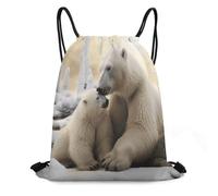 FodPand Polar Bear Love Drawstring Backpack Gym Trip Cinch Sack for Unisex Waterproof Shoe Bags for Travel Honeycomb Fabric Drawstring Bag 16x 20 Inch for Swimming Beach