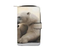 FodPand Polar Bear Love Leather Wallet Zipper Long Purse for Women Large Credit Card Holder for Work Travel Daily Use