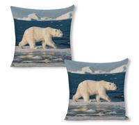 FodPand Polar Bear Pillow Covers 18x18 Inch, Farmhouse Linen Pillow Cases for Couch, Double-Sided Decorative Throw Pillow Covers Square Cushion Covers for Living Room Bedroom