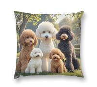 FodPand Poodles Dogs Throw Pillow Covers 16 "x16 Decorative Plush Pillowcase with Hidden Zipper Double-Sided Boho Farmhouse Cushion Case for Sofa Bed Chair, Holiday Decor, Home Gift