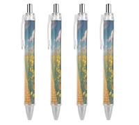 FodPand Poppies Field Yellow Brick Road Retractable Ballpoint Pen Roller Pen 0.5mm Quick Dry Black Ink Pens Smooth Writing Pens Cute Office Supplies Teacher Supplies Gifts for Women