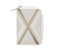FodPand Profile Geometric Ivory Gold Credit Card Holder Compact Leather Card Wallet Zipper Portable Id Purse 20 Cards Slots