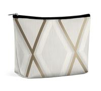 FodPand Profile Geometric Ivory Gold Toiletry Bag Large Capacity Makeup Bag Travel Makeup Pouch Mini Cosmetic Bags Zipper Make Up Storage Pouch Make Up Organizer Tool Pouchs