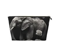 FodPand Pu Leather Cosmetic Bags Large Capacity Zipper Storage Case Elephant And Butterfly Makeup Organizer Pouch Portable Travel Toiletry Bags For Women, Gold, One Size