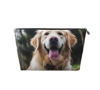 FodPand Pu Leather Cosmetic Bags Large Capacity Zipper Storage Case Funny Golden Retriever Makeup Organizer Pouch Portable Travel Toiletry Bags For Women, Silver, One Size