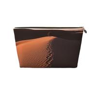 FodPand Pu Leather Cosmetic Bags Large Capacity Zipper Storage Case Lonely Shadow On The Desert Makeup Organizer Pouch Portable Travel Toiletry Bags For Women, Gold, One Size