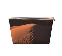 FodPand Pu Leather Cosmetic Bags Large Capacity Zipper Storage Case Lonely Shadow On The Desert Makeup Organizer Pouch Portable Travel Toiletry Bags For Women, Silver, One Size