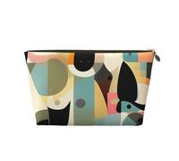 FodPand Pu Leather Cosmetic Bags Large Capacity Zipper Storage Case Mid-Century Modern Art Cat Makeup Organizer Pouch Portable Travel Toiletry Bags For Women, Gold, One size