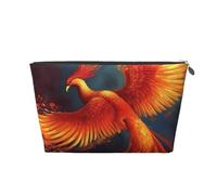 FodPand Pu Leather Cosmetic Bags Large Capacity Zipper Storage Case Orange Red Phoenix Makeup Organizer Pouch Portable Travel Toiletry Bags For Women, Silver, One Size