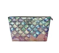 FodPand Pu Leather Cosmetic Bags Large Capacity Zipper Storage Case Pearl Fantasy Mermaid Scales Makeup Organizer Pouch Portable Travel Toiletry Bags For Women, Gold, One Size