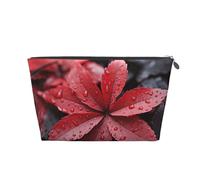 FodPand Pu Leather Cosmetic Bags Large Capacity Zipper Storage Case Red And Gray Leaves Makeup Organizer Pouch Portable Travel Toiletry Bags For Women, Silver, One Size