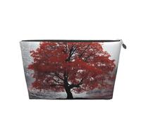 FodPand Pu Leather Cosmetic Bags Large Capacity Zipper Storage Case Red Tree Makeup Organizer Pouch Portable Travel Toiletry Bags For Women, Silver, One Size