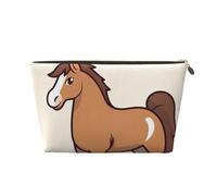 FodPand Pu Leather Cosmetic Bags Large Capacity Zipper Storage Case Simple Horse Cartoon Makeup Organizer Pouch Portable Travel Toiletry Bags For Women, Gold, One Size