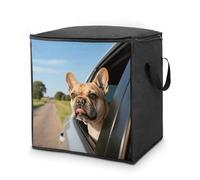 FodPand Puppy Dog Boston Terrier Storage Bins 70L Large Capacity Clothes Storage Bags with Handles, Blanket Organizer Heavy Duty Closet Organizers for Clothing Comforters Pillows Bedding