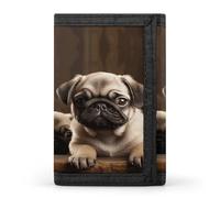FodPand Puppys Pug Wallet Large Capacity Trifold Wallet Wallet for Men with ID Holder RFID Blocking Purse Polyester Wallets