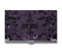 FodPand Purple Black Goth Spooky Business Card Case Business Card Holder Cards Holder Organizer Mini Aluminum Wallet for Credit Cards, Durable Scratch Resistant, Gift for Men Women
